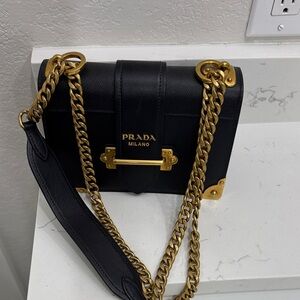 Prada Black Crossbody Bag with Gold Chain